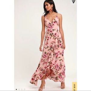 Lulu’s Pink Floral Maxi Dress